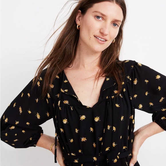 Madewell Tie-Waist Mini Dress in French Daisies SMALL - Picture 2 of 9